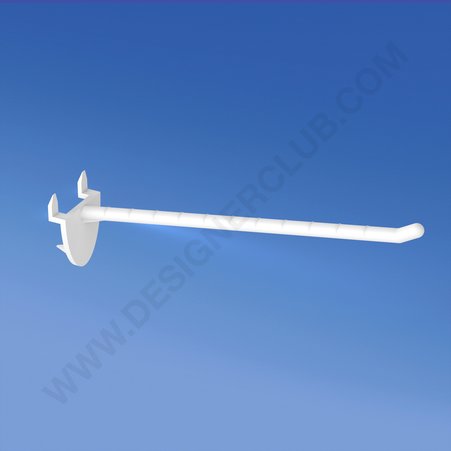 Gancho simple de plástico blanco con puntas para inserción automática L. 150 mm