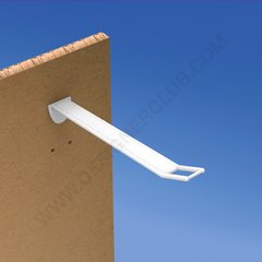 Wide reinforced prong white for honeycomb panels 16 mm. thick, big price holder, mm. 200