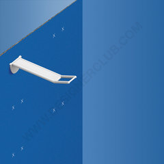 Gancho doble renforzado de plástico blanco con puntas para inserción automática L. 100 mm gran clip porta etiqueta