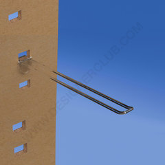Broche (gancio) in plastica universale doppia mm. 250 trasparente per spessore mm. 10-12 con frontale arrotondato per etichette