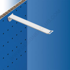 Wide reinforced prong white for honeycomb panels 10-12 mm. thick, small price holder, mm. 200