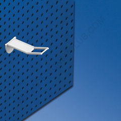 Wide prong clip white for pegboard mm. 50 with big price holder