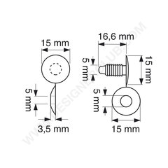 Juntar cabeça de botões automáticos mm. 15 (jab 15/9) branco