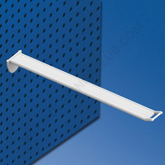 Clip de prendedor largo branco para quadro de pinos mm. 250 com pequeno suporte de preço
