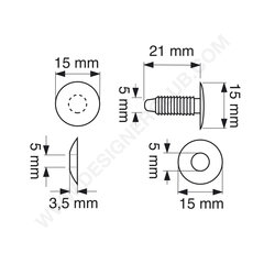 Cabeça dos botões automáticos mm. 15 (sab 15/15) preto