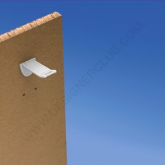 Wide reinforced prong white for honeycomb panels 16 mm. thick, small price holder, mm. 50