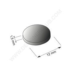 Cilindrische magneet Ø mm. 12 - dikte mm. 1,5