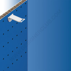 Wide reinforced prong white for honeycomb panels 10-12 mm. thick, small price holder, mm. 50