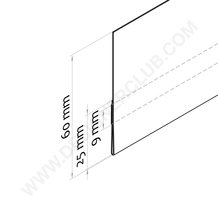 Profil porte-étiquettes adhésif - ailette arrière bas 60 x 1000 mm pvc cristal