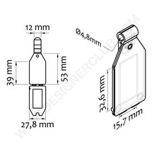 Lomme-etiketholder mm. 25x38 til tråddiameter mm. 4,8