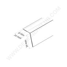 Profil porte-étiquettes adhésif à 105° 30 x 1000 mm. – ailette arrière 20 mm. pvc cristal