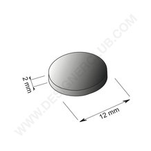 Cilindrische magneet Ø mm. 12 - dikte mm. 2