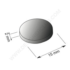 Cylindrisk magnet Ø mm. 15 - tykkelse mm. 2