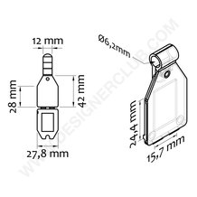 Porte-étiquette repliable 25x27 mm. pour diametre 6,2 mm.