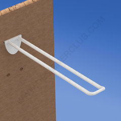 Broche (gancio) in plastica doppia bianca per pannelli forati lungh. mm. 200 con frontale arrotondato per porta etichette
