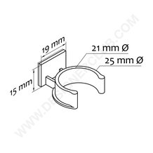 Anneau ouvert adhesif support plv pour tube 21/25 mm